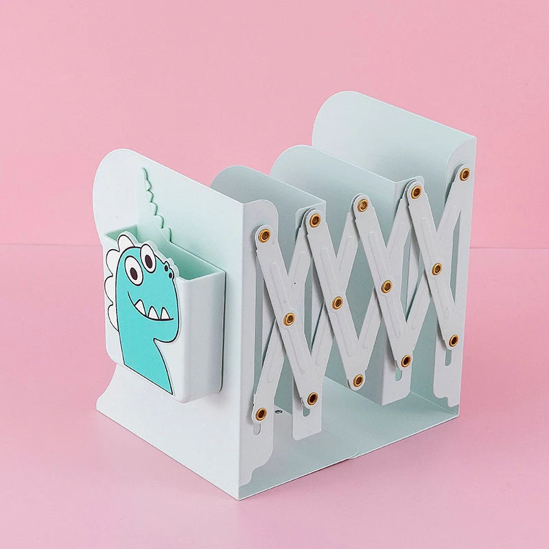 Adjustable Metal Bookend with Pen Holder