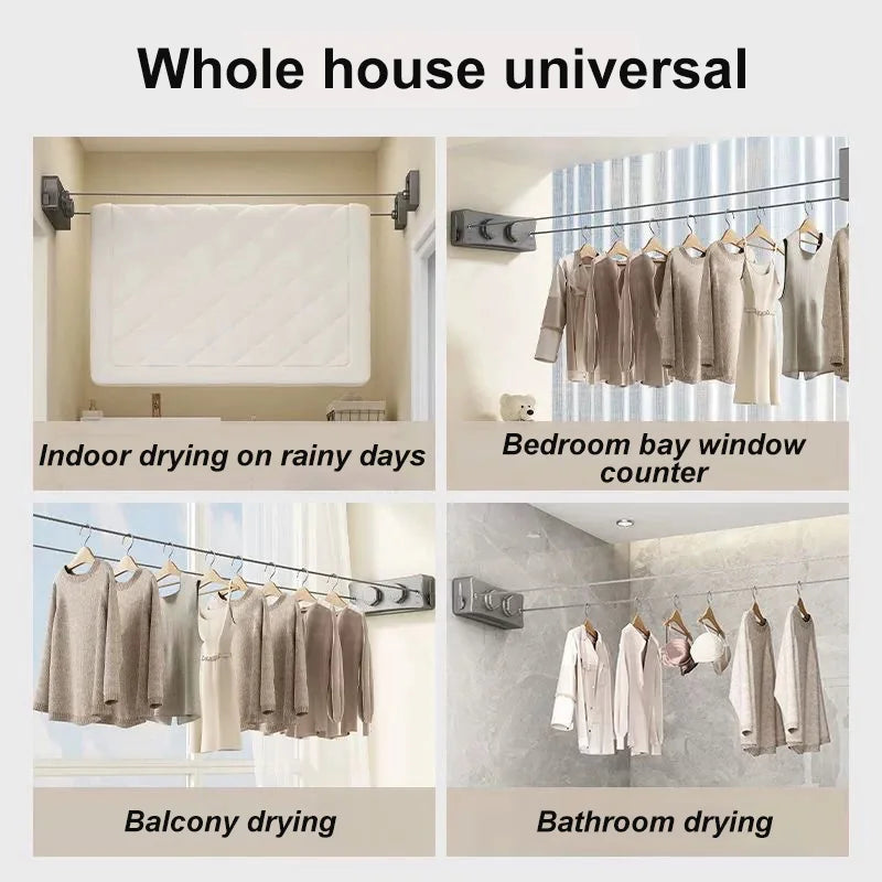 Double Retractable Wall Clothesline – 27cm, 3 Colours