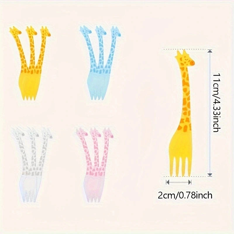 12pcs - Reusable Giraffe Exquisite Fruit Fork - Perfect for Snacks, Cakes, and Fruit Decoration - Perfect for Outdoor Use