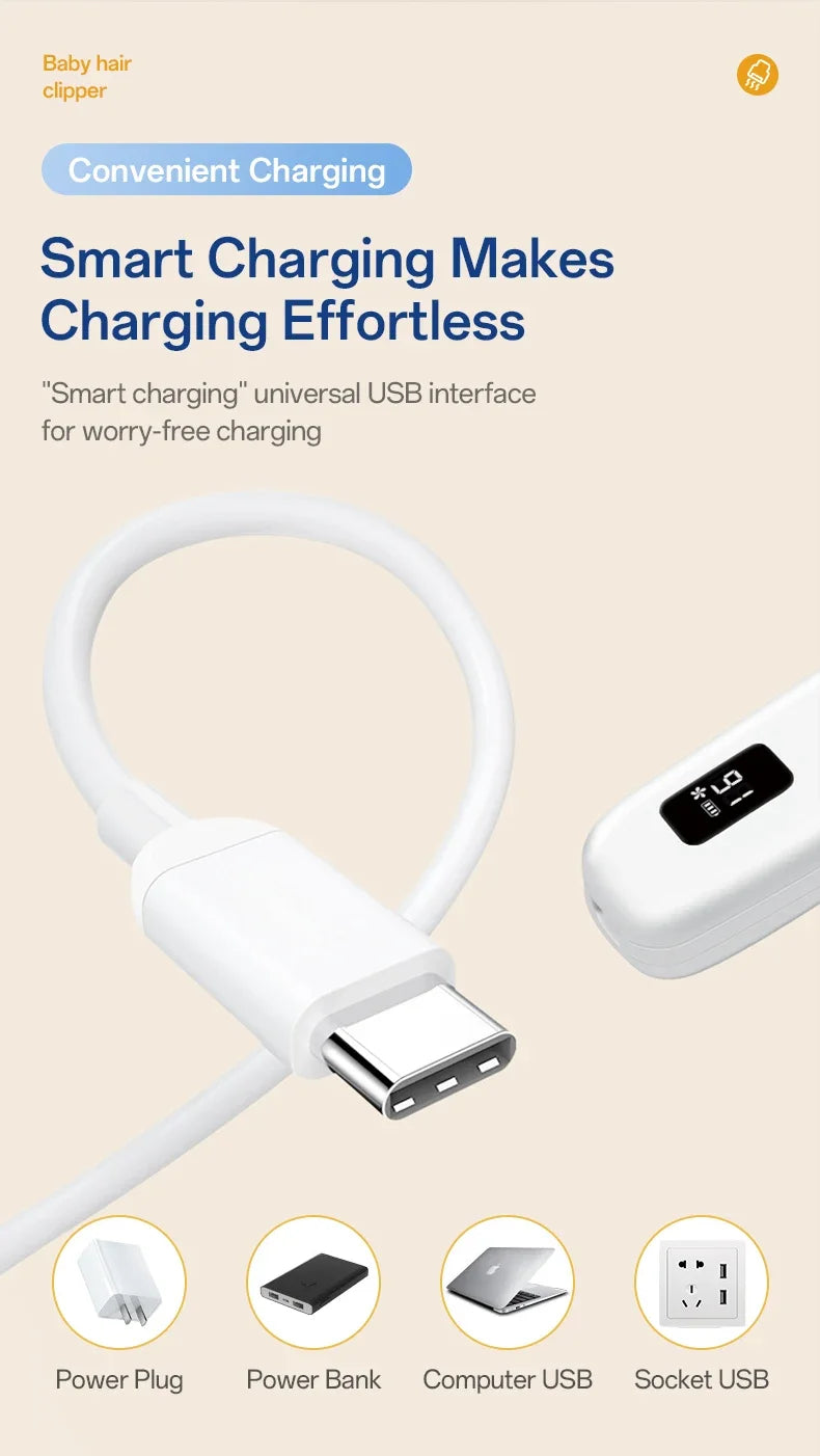 Hair-absorbing Hair Clipper Low Noise Baby Hair IPX7 Waterproof Household Children Clipper Electric Clipper Baby Care