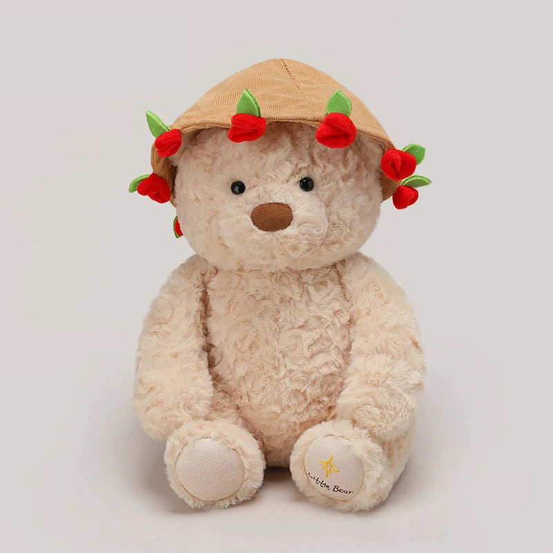 25 cm Teddy Bear with Roses – White or Brown