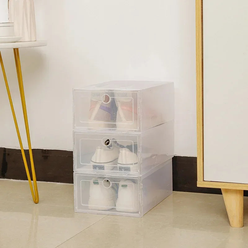 Folder Plastic Shoes Case Thickened Transparent Drawer Case Plastic Shoe Boxes Stackable Box Shoe Organizer Storage Shoe box