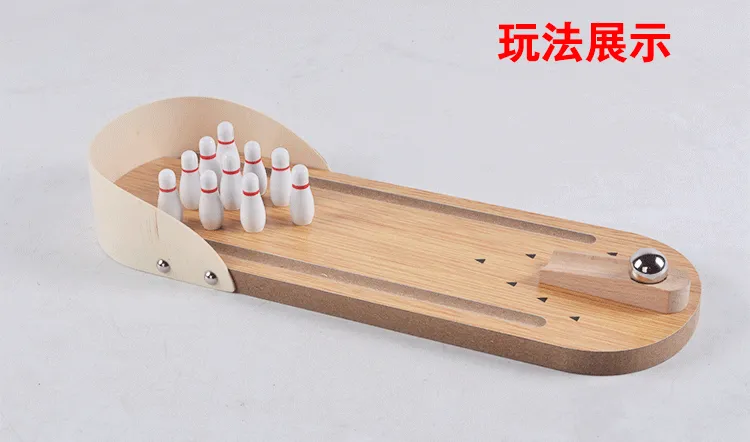 Wooden Desktop Mini Bowling Game Set