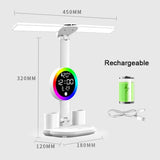 Rechargeable Led Table Lamp for Study Desk Lamp Reading Light Led Night Light with Fan Led Clock Dispaly Reading Desk Light
