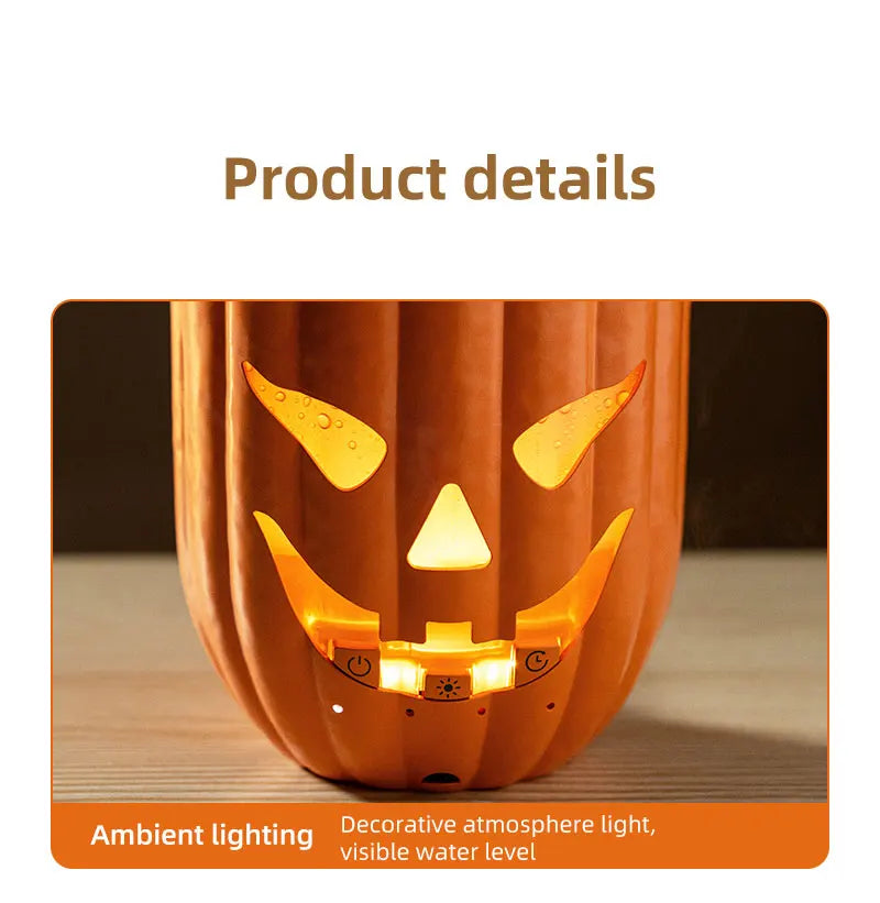 Halloween Pumpkin Aroma Diffuser & Humidifier – LED Night Light USB Essential Oil Mister