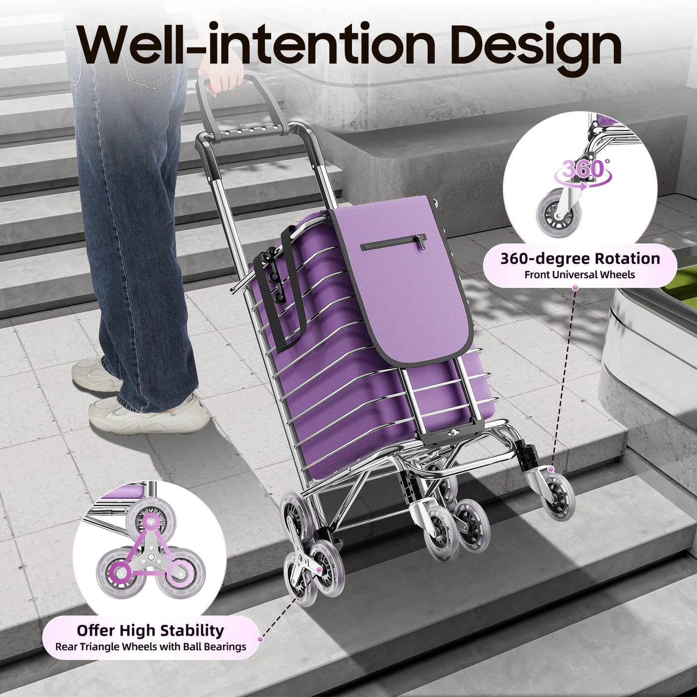 40 kg Foldable Stair-Climbing Shopping Trolley