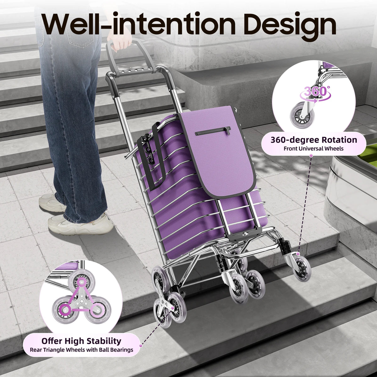 40 kg Foldable Stair-Climbing Shopping Trolley