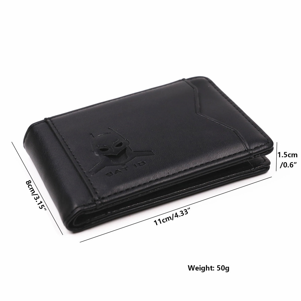 Leather Bat ID Wallet Slim Bifold Credit Card Holder Case With Cutout Superhero Face Eyes Mask Gift