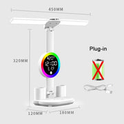 Rechargeable LED Desk Lamp with Fan & Digital Clock