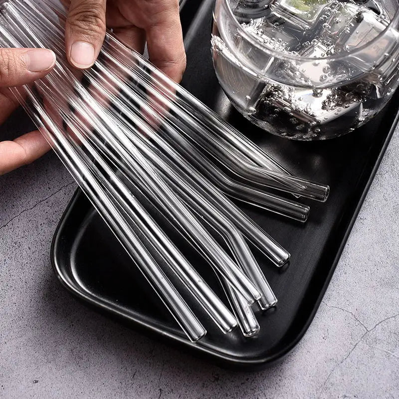 Reusable 8-Inch Glass Drinking Straws – 6 Sets