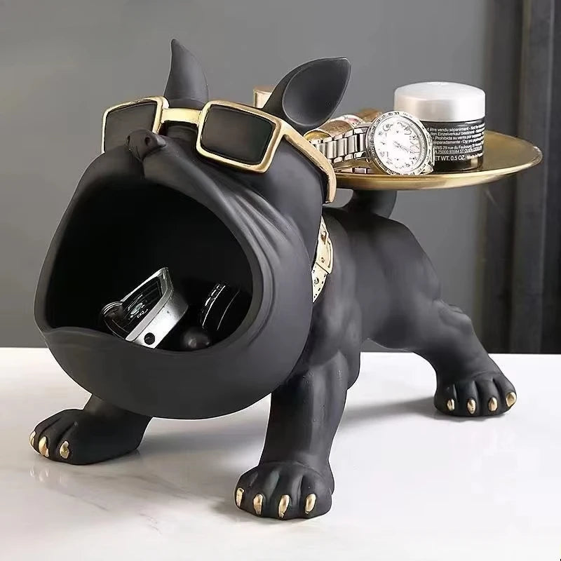 Home Decor Bulldog Figurine Dog Statue Storage Box Animal Ornament Resin Craft Art Sculpture Figurine Home Puppy Sculpture 30cm
