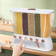 Dry Food Dispenser 6-Grid Wall-Mounted Dry Food Dispenser - Adjustable Compartments Easy Dispensing - Kitchen Storage