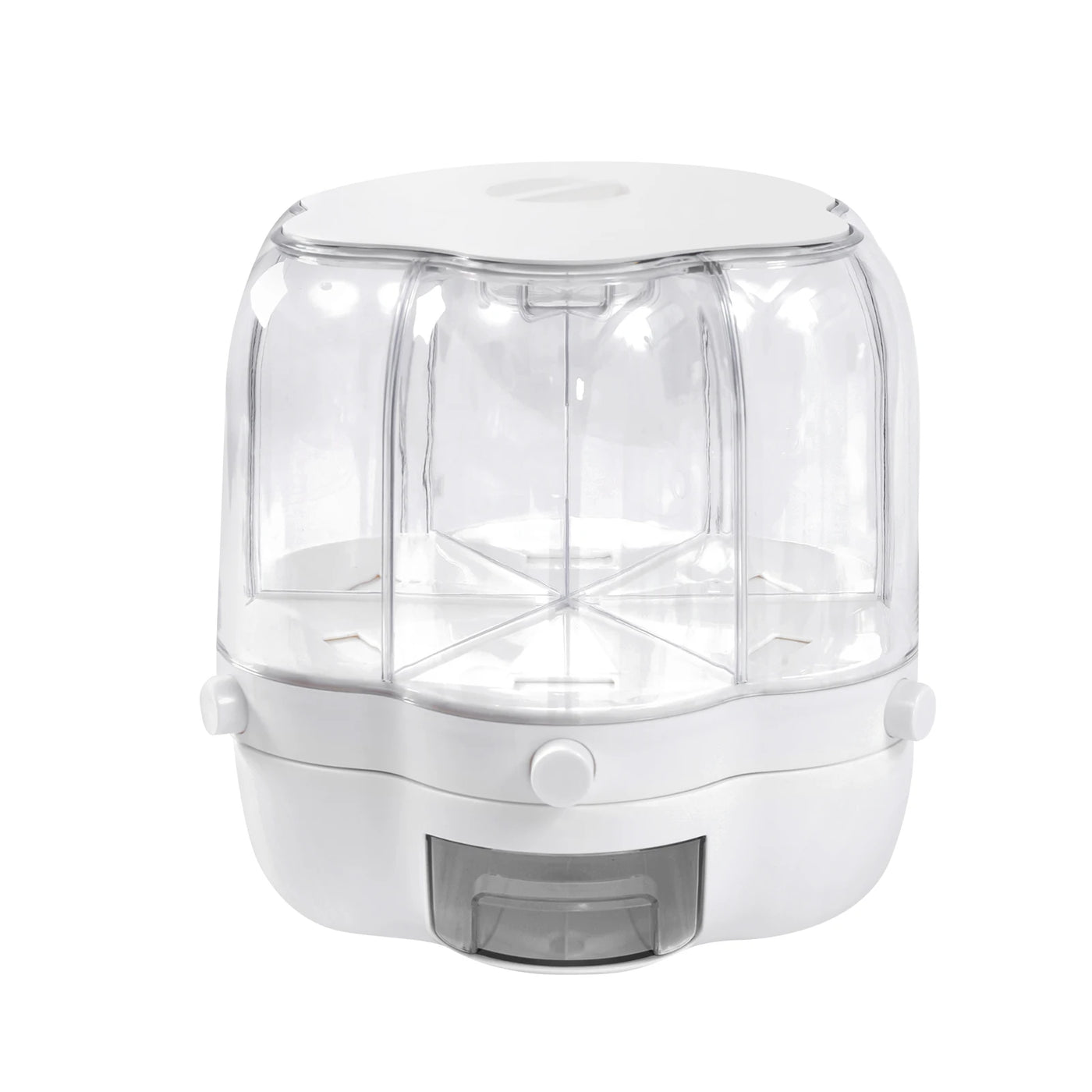 6-Compartment Cereal Dispenser, 360° Rotation, 164lbs Capacity, Airtight Sealing, Transparent Design for Dry Food Storage