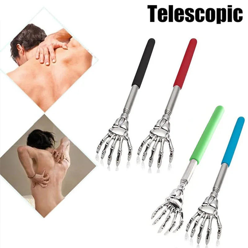 Stainless Steel Adjustable Massage and Tickle Relief Back Portable  Rubber Handle Extendable Telescoping Itch Stick Health Care