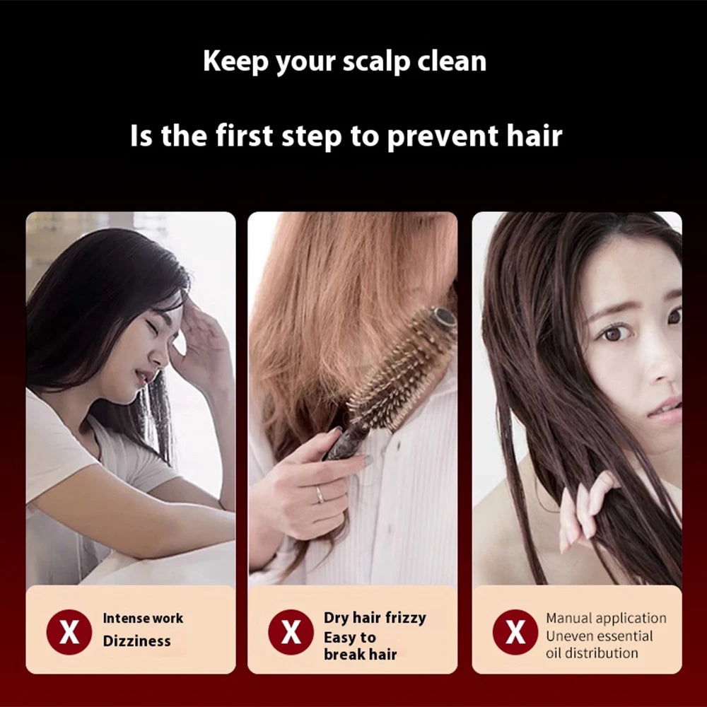 Red-Light Scalp Massage Comb with Liquid Applicator