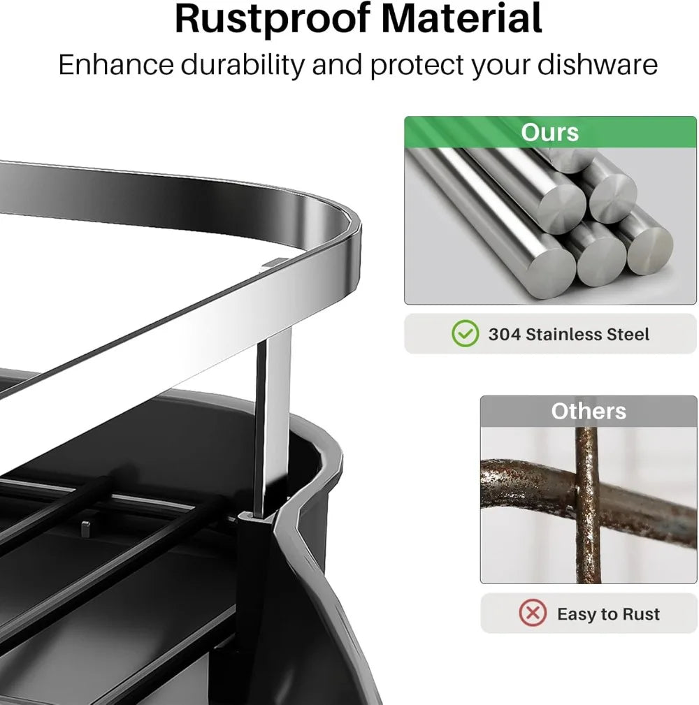 Expandable Stainless-Steel Dish Rack with Drainboard