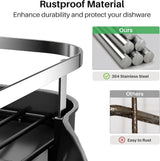 Dish Drying Rack, Expandable Dish Rack for Kitchen Counter, Stainless Steel Dish Drainer with Drainboard Set