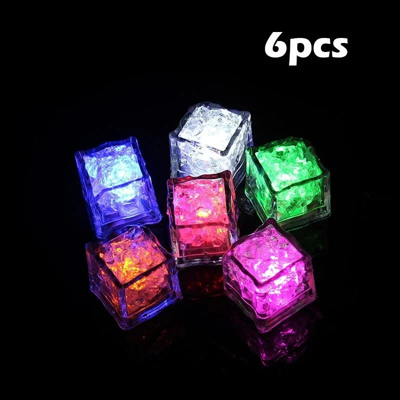 6/12PCS Kids Bath Toy Simulation Ice Cube Liquid Water Sensor Reusable Glowing Flashing Ice Cube for Bathtub, Swimming Pool
