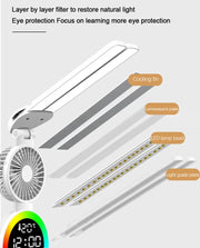 Rechargeable LED Desk Lamp with Fan & Digital Clock