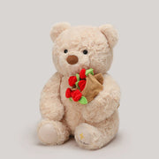 25 cm Teddy Bear with Roses – White or Brown