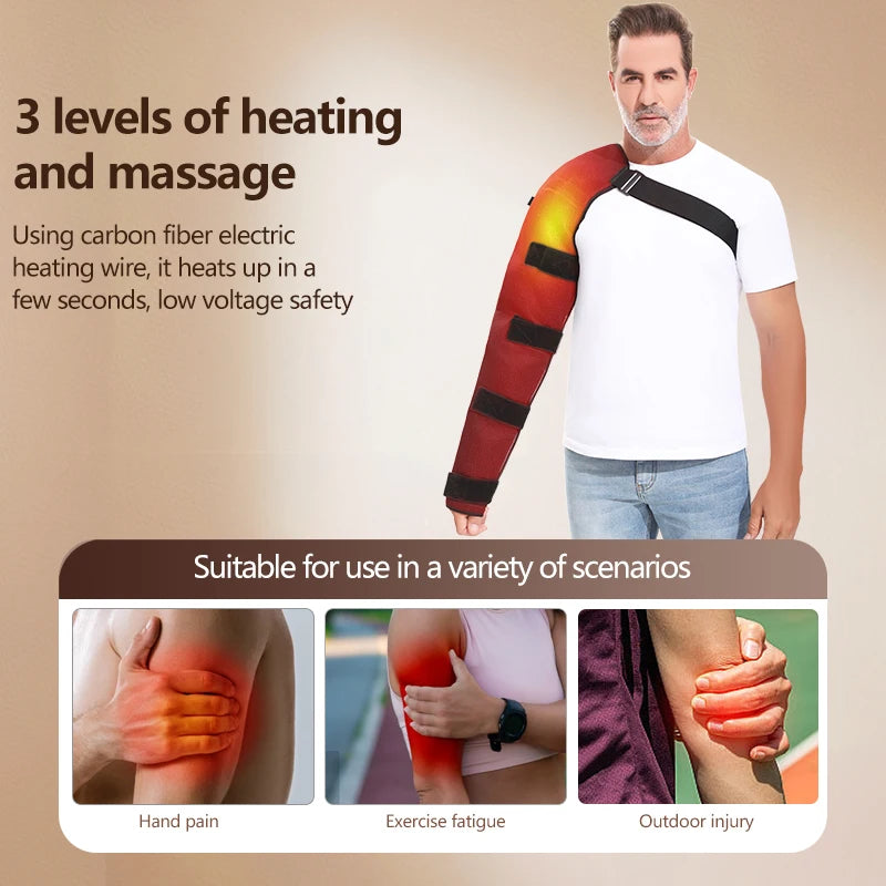 Heated Arm Massager Brace – Vibration & Thermal Therapy for Elbow, Shoulder & Arm Pain Relief