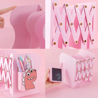 Adjustable Metal Bookend with Pen Holder