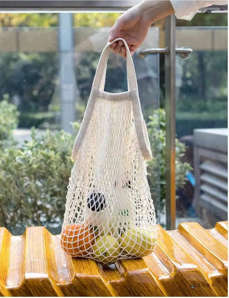 1/2pcs Cotton String Shopping Tote Bags Fruit Vegetable Storage Organizer Reusable Washable Grocery Eco Friendly Mesh Bags