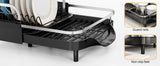Dish Drying Rack, Expandable Dish Rack for Kitchen Counter, Stainless Steel Dish Drainer with Drainboard Set