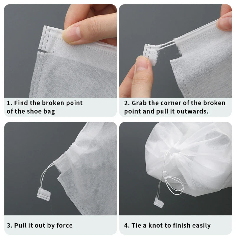 Portable Shoe Storage Drawstring Eco Storage Bag for Sundries Non-woven Bag Cover Anti-yellow White Shoe Dustproof Shoe Cover
