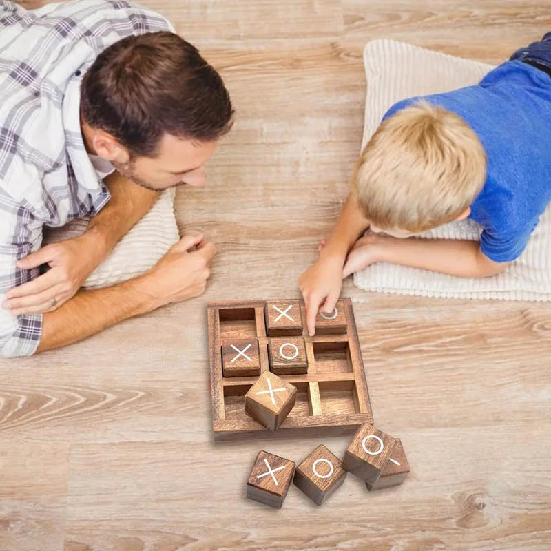 Wooden Tic Tac Toe Classic Tabletop Strategy Board Games Brain Teasers Fun Logic Challenges Family Travel Gifts For Kids Adults