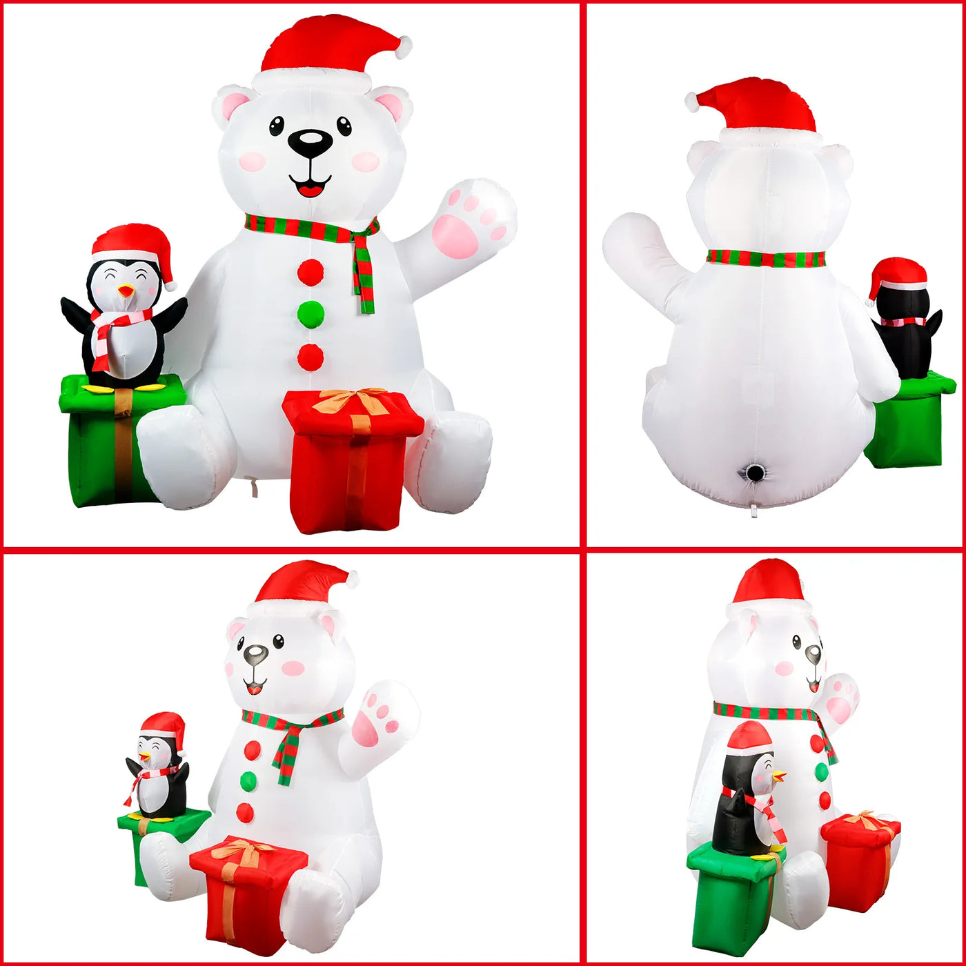 6 ft Inflatable Polar Bear & Penguin Christmas Display with LED Light