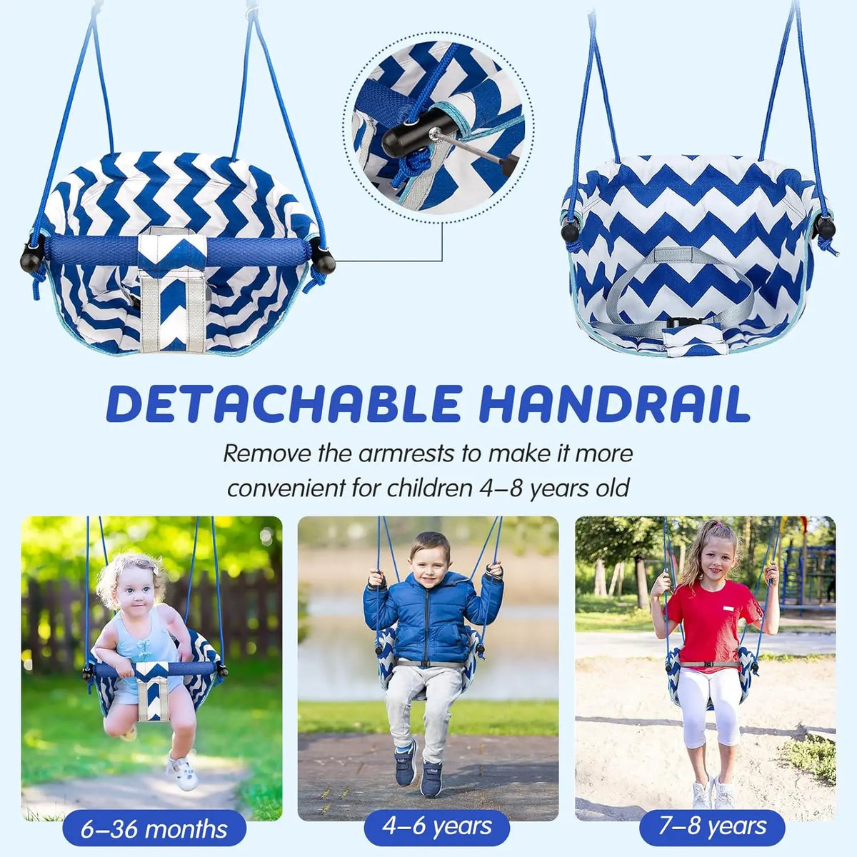 Adjustable Baby Swing with Safety Belt fit 6-96 Months Indoor Baby Hammock Hanging Swing Chair for Home,Courtyard & Backyard Use