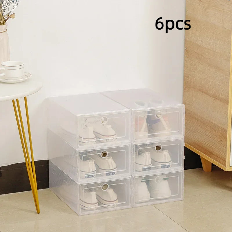 Stackable Clear Drawer Shoe Boxes – 2 Sizes, 1 or 6 Pack