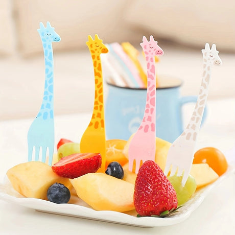 12pcs - Reusable Giraffe Exquisite Fruit Fork - Perfect for Snacks, Cakes, and Fruit Decoration - Perfect for Outdoor Use