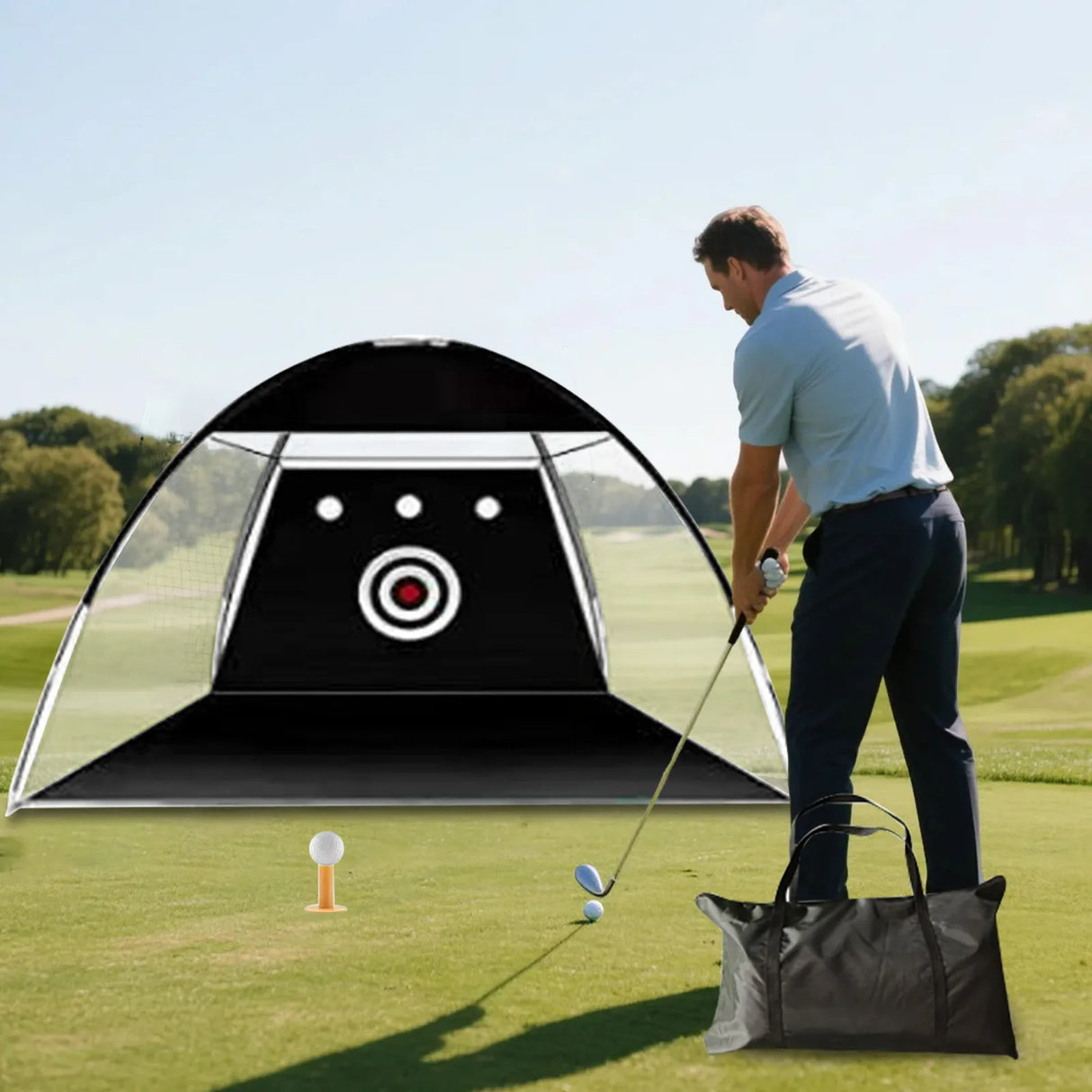 Golf Practice Tent Net  10x7ft Practice Net With Triturf Mat  Golf Hitting Aid For Backyard Home Sports Equipment Chipping Swing