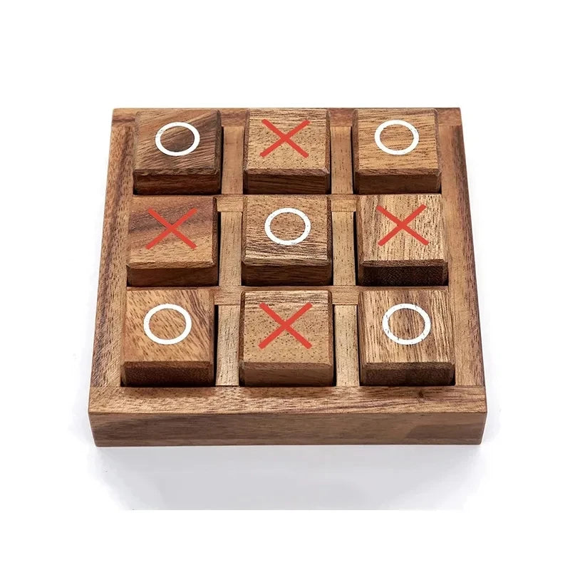 Wooden Tic Tac Toe Classic Tabletop Strategy Board Games Brain Teasers Fun Logic Challenges Family Travel Gifts For Kids Adults