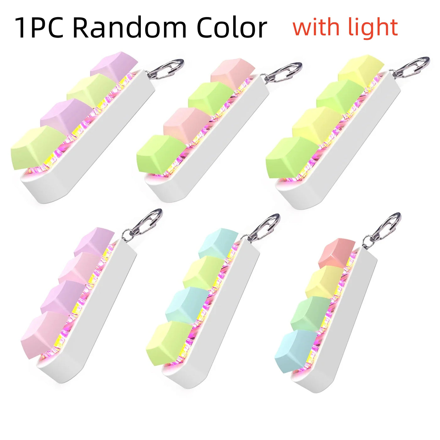 Keyboard Fidget Toy with LED Light Keyboard Fidget Keychain 4-in-1 Keyboard Decompression Button Stress Relief Fidget Gifts