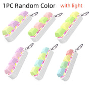 Keyboard Fidget Toy with LED Light Keyboard Fidget Keychain 4-in-1 Keyboard Decompression Button Stress Relief Fidget Gifts