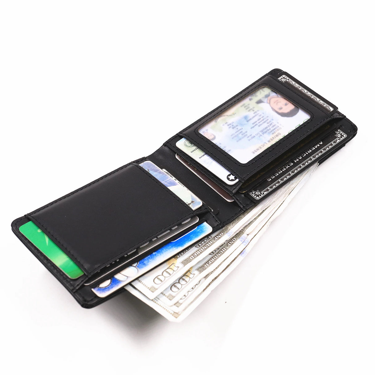 Leather Bat ID Wallet Slim Bifold Credit Card Holder Case With Cutout Superhero Face Eyes Mask Gift