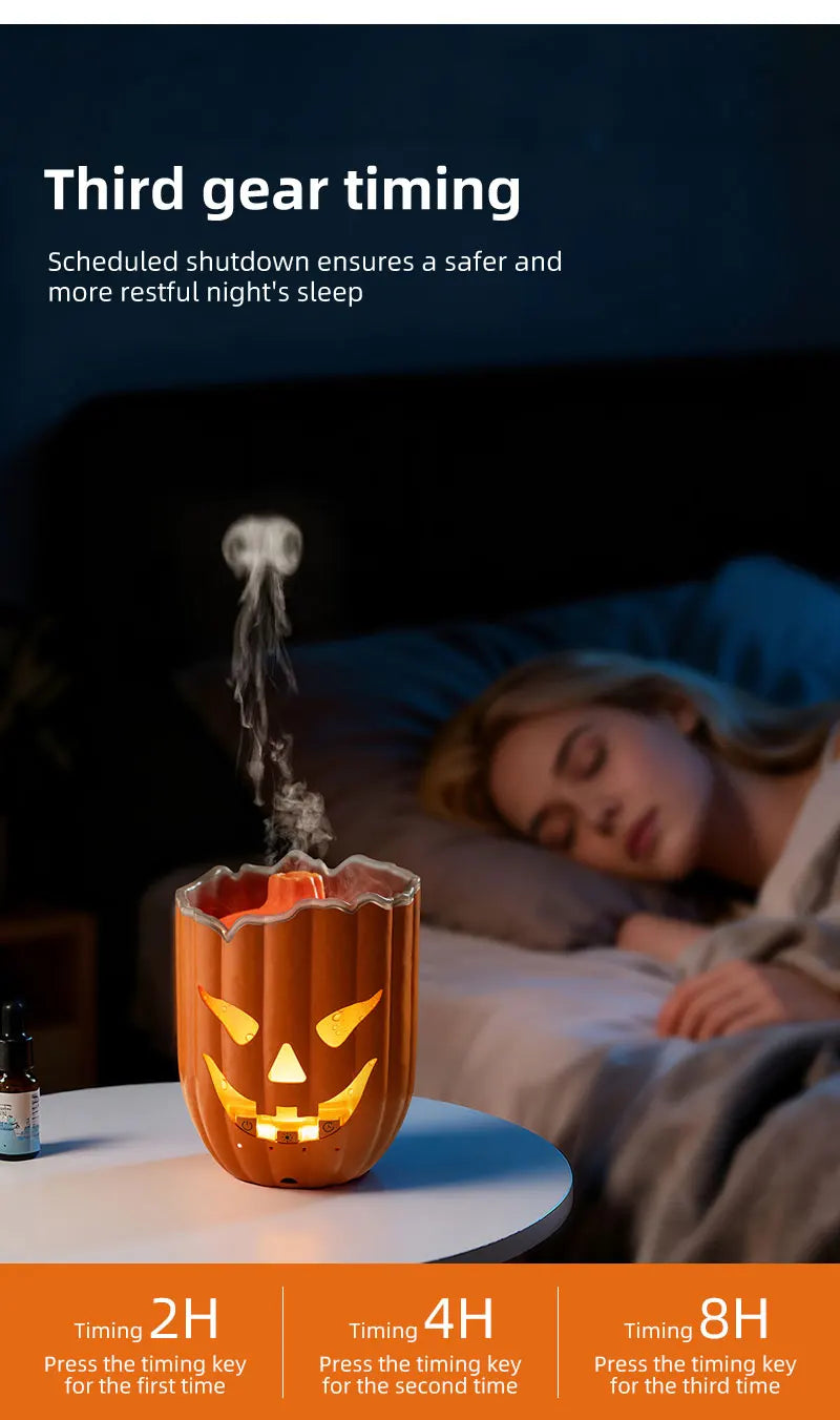 Halloween Pumpkin Aroma Diffuser & Humidifier – LED Night Light USB Essential Oil Mister