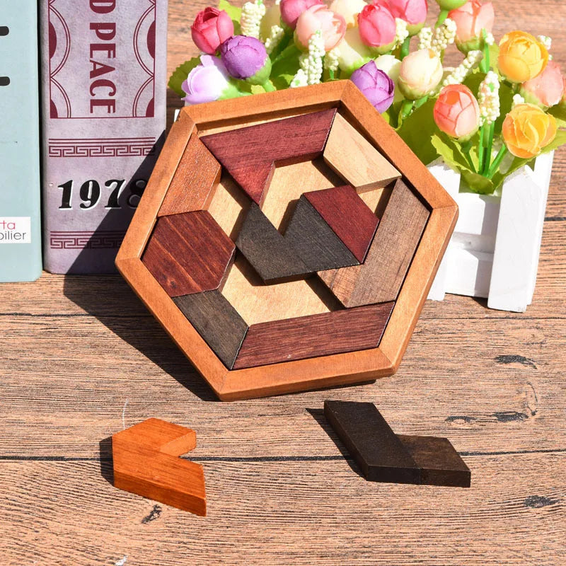 Wooden Hexagon Tangram Puzzle