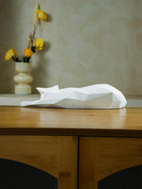 White Black Cat Statue - Geometric Modern Room Decor Figurine Sculpture for Home Office as Table Shelf Desk Decor  Lying Cat