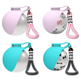 304 Stainless Steel Water Kettle Round Outdoor Water Cup With Lanyard Hook Foldable Silicone Dog Bowl Portable Travel Pet Feeding