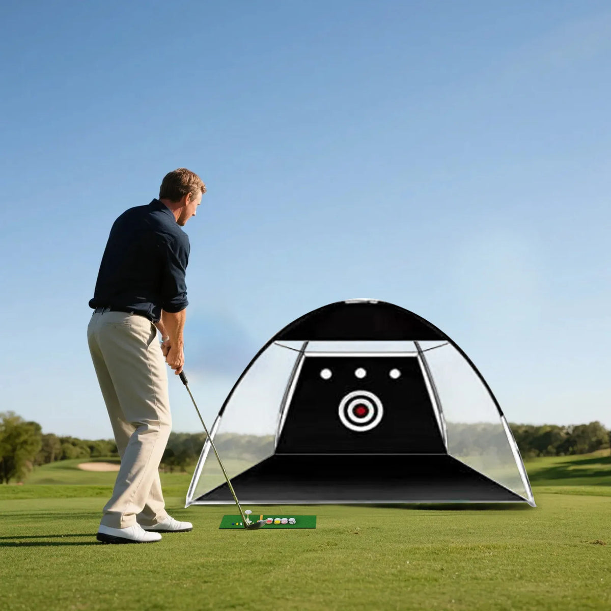 Golf Practice Tent Net  10x7ft Practice Net With Triturf Mat  Golf Hitting Aid For Backyard Home Sports Equipment Chipping Swing
