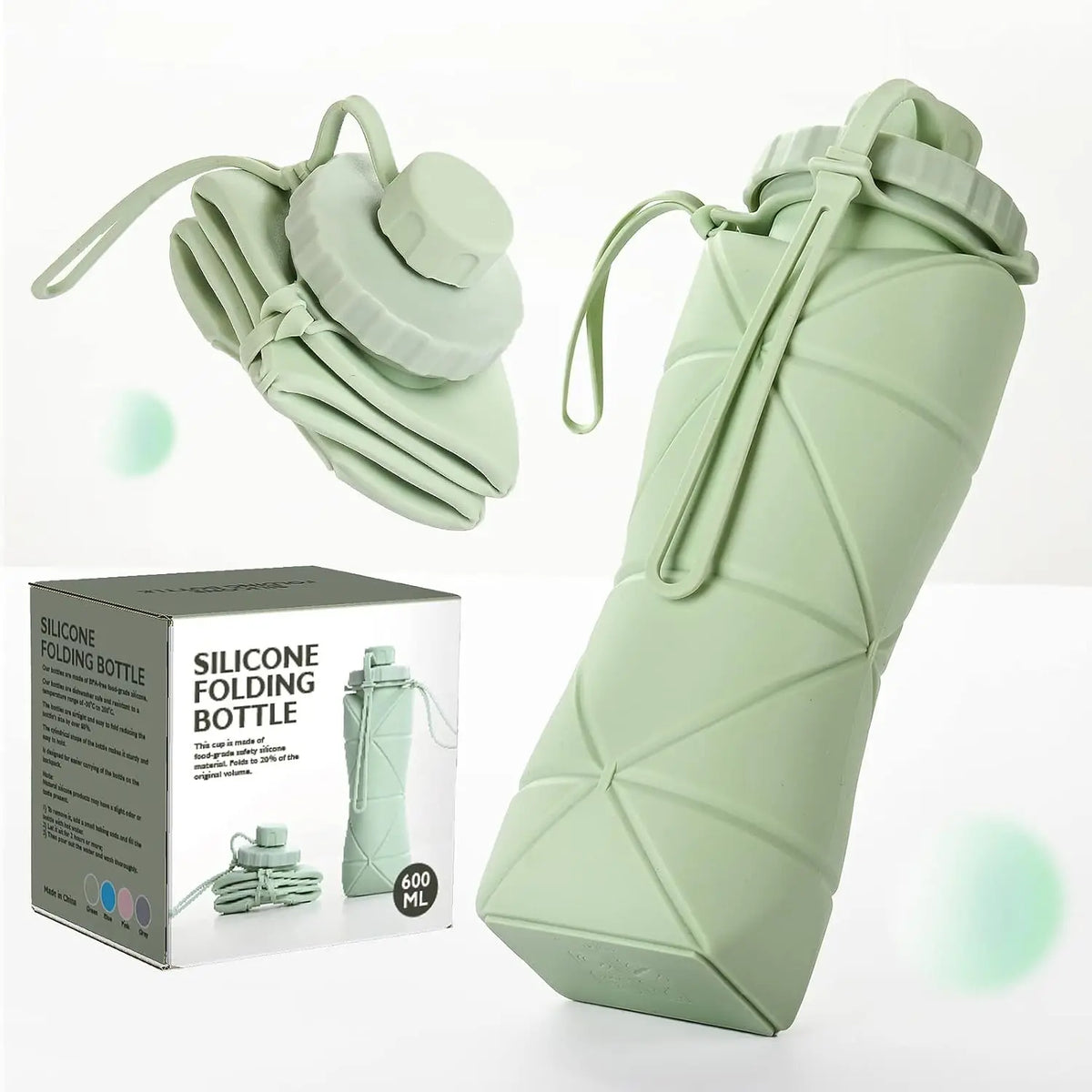 600ml Collapsible Travel Water Bottle – 4 Colours