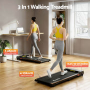 3-in-1 Under-Desk Walking Pad with 12% Incline