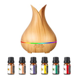 Aromatherapy Diffuser with Essential Oils Included 150ml Small Cute Aroma Diffuser with 15 Color LED Light&3 Times Waterless Auto Off Essential Oil Diffusers for Home Bedroom(Wood)