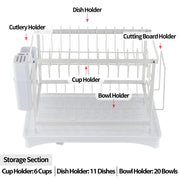 ACA 2-Tier Dish Drainer Drying Rack with Drain Tray