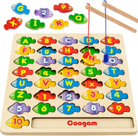 Wooden alphabet and numbers fishing game image 1