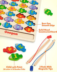 Wooden alphabet and numbers fishing game image 6